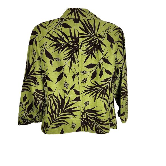 Savvy By Rafael Women Jacket Size 6 Floral Linen Silk Button Up 3/4 Sleeve Green - Picture 2 of 10